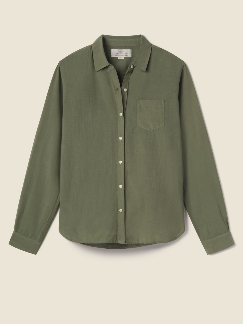 Trovata Birds of Paradis Olive Green Cotton Viscose Button Down Shirt Medium